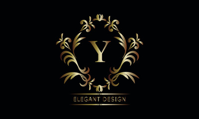 Obraz premium Vintage bronze logo with the letter Y. Exquisite monogram, business sign, identity for a hotel, restaurant, jewelry.