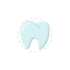 Tooth isolated illustration. Tooth flat icon on white background. Tooth clipart.