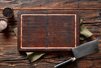 Cooking background: cutting board and kitchen utensils