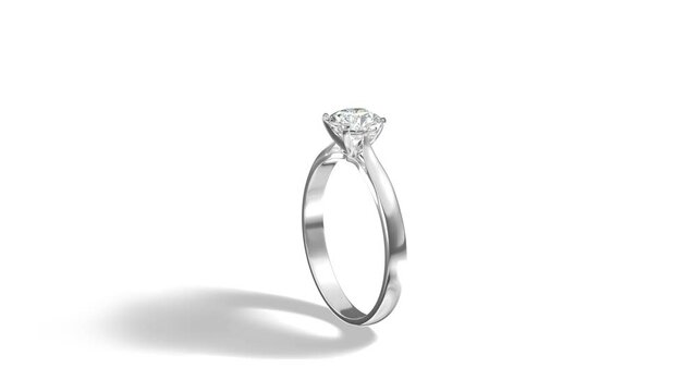 Blank silver ring with diamond mockup stand, looped rotation