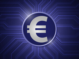 

3D rendering euro currency symbol with business network
