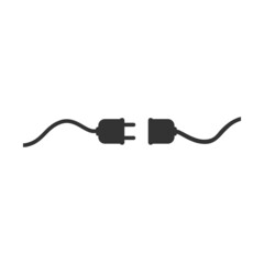 Electric plug and outlet socket unplugged icon in flat. Vector illustration
