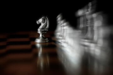 Pieces on chess board for playing game and strategy