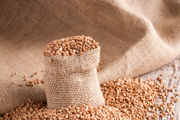 buckwheat in a bag close-up