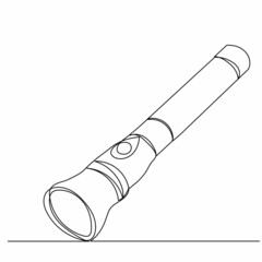 flashlight line drawing, isolated, vector