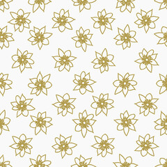 Vector golden scattered fun daisy flowers seamless pattern .