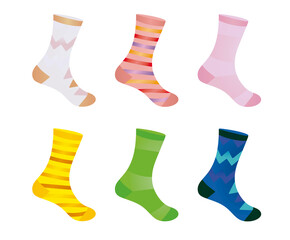 Colorful socks set. vector illustration