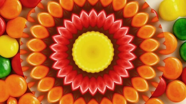 A kaleidoscopic futuristic animation in vibrant colors