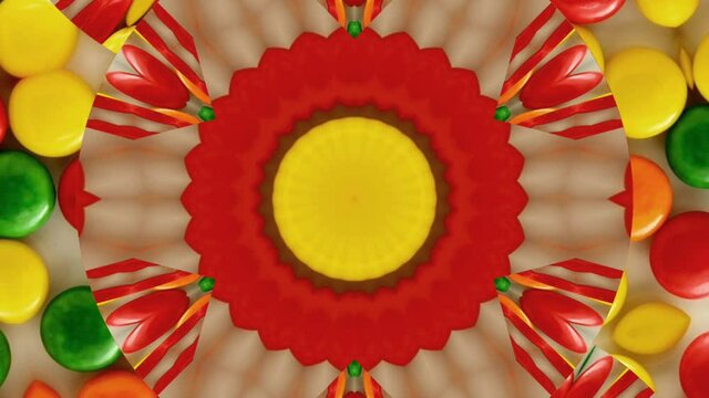 A kaleidoscopic futuristic animation in vibrant colors