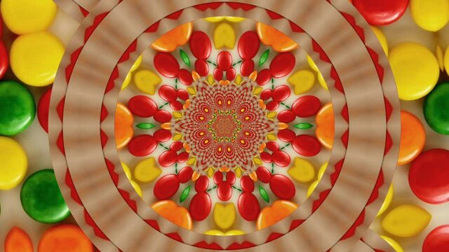A kaleidoscopic futuristic animation in vibrant colors