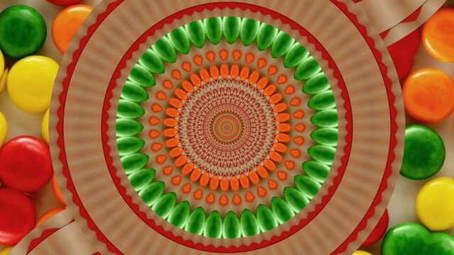 A kaleidoscopic futuristic animation in vibrant colors