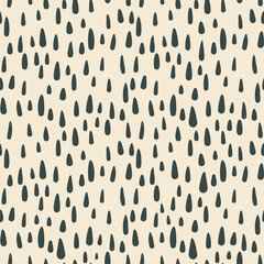 Vector vertical hand drawn raindrops seamless pattern background