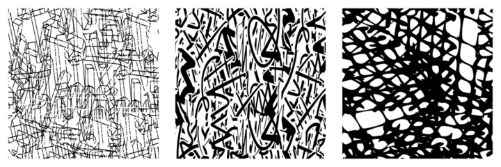 Set of black and white grunge textures