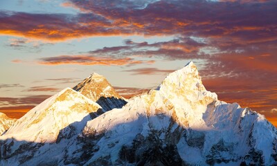 Mount Everest Himalaya sunset panorama Nepal mountains