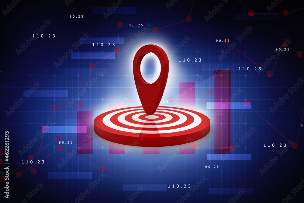 Poster 3d rendering travel and navigation planning on target