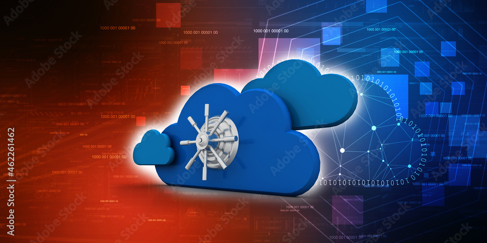 Poster 3d rendering cloud computing, security
