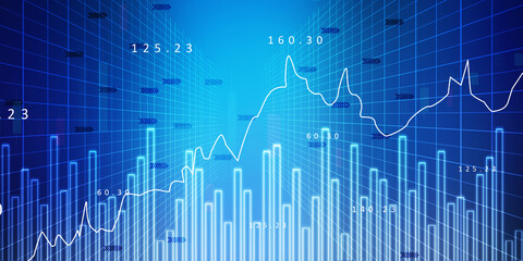 2d rendering Stock market online business concept. business Graph 