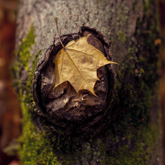 Bark tree in autumn forest