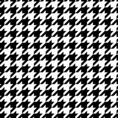 Houndstooth black and white fabric seamless pattern. Vector