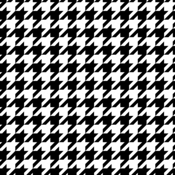 Houndstooth black and white fabric seamless pattern. Vector