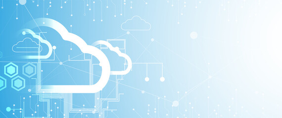 Cloud technology. Integrated digital web concept background