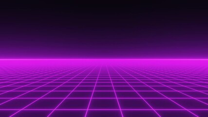 Flying over a 80s retrowave style purple neon grid (electrified field). Retro futuristic animation element. - Powered by Adobe