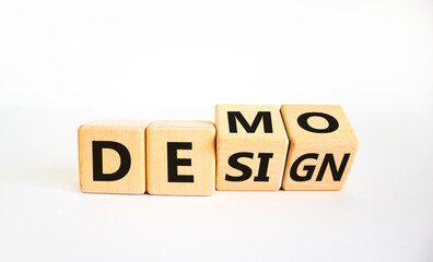 Demo and design symbol. Turned cubes and changed the word 'design' to 'demo'. Beautiful white...