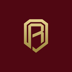 Elegant Initial R Shield Secure Logo design