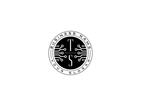 letter TS technology logo, Letter ts Pixel technology logo design template