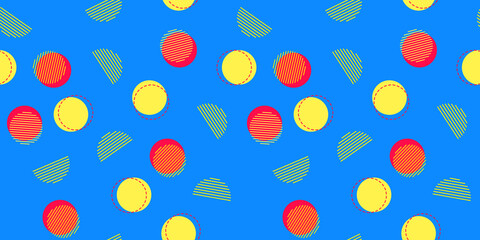 Memphis geometric seamless pattern elements for design. Vector illustration for web, sale, posters, advertising, template, promotion.