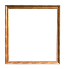 classical narrow wooden picture frame cutout on white background