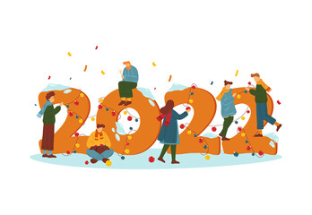 Holiday card for party invitation, New year banner