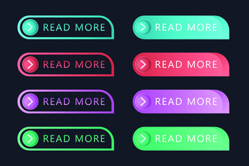 Collection of Blank Templates From Web Buttons. Modern Multi Color Button For Website, ui, web disen.