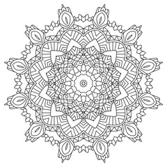 Abstract circular pattern with many details and geometry elements in form of mandala. Vector illustration for coloring book, henna, mehndi, decoration, fabric, wall interior, cloth