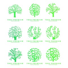 set of business nature tree logo design vector