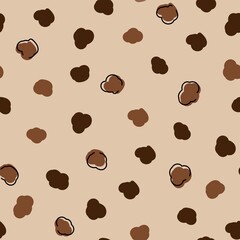 The pattern is stylish of brown dots of blots on a beige background. For wedding invitations, postcards, posters, labels of cosmetics and perfumes, packaging paper.