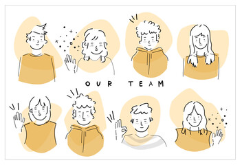 People avatar big bundle set. Team and collaborators face icons, team, character icon for online social profile net. Vector flat style cartoon illustration isolated, white background. Friendly 