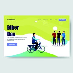 biker day card logo design vector template