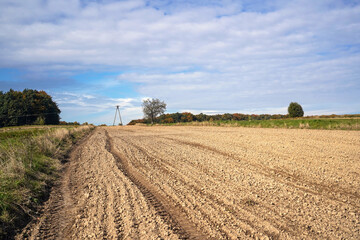 autumn landscape of plowed field