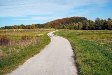 Fototapeta na wymiar rural autumn winding road