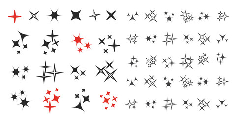 Sparkles white line collection. Sparks vector icons set