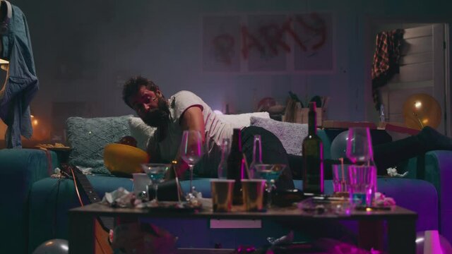 Man waking up during party
