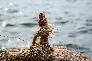 Meerjungfrau aus Sand und Muscheln am Ostseestrand