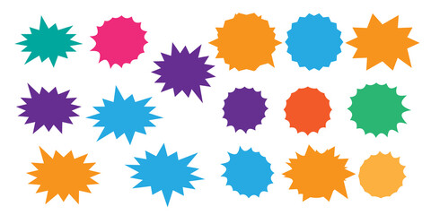 Starburst explosion comic shapes vector. Speech boom bubbles