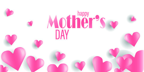 happy mothers day on white background. Editable vector for postcard, banner, invitation.
