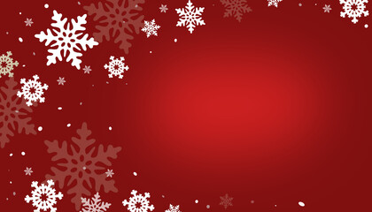 red christmas background with snowflakes.  Snowflake Red Background with Copy Space for Your Content