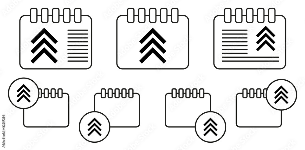 Aufkleber arrow vector icon in calender set illustration for ui and ux, website or mobile application