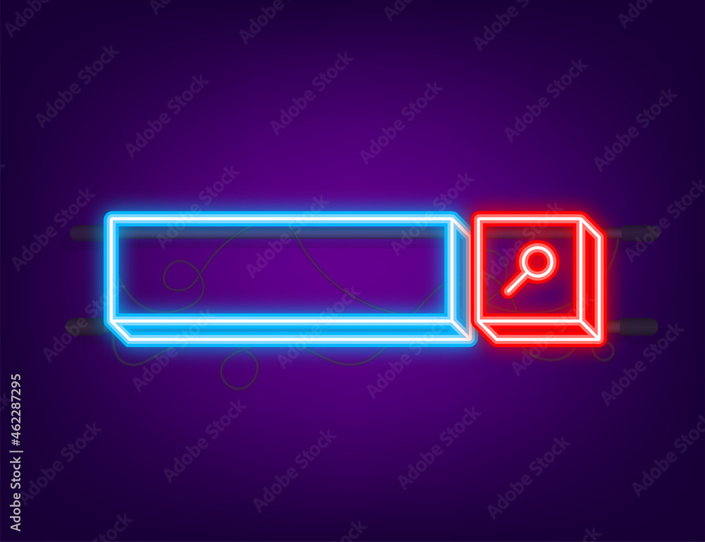 Sticker Search bar icon, set of search boxes ui template isolated on white background. Neon icon. Vector illustration