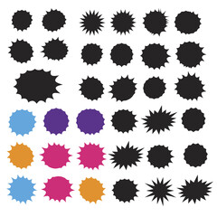 Bursting speech star set. Starburst isolated icons set