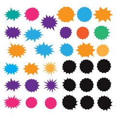 Set of vector starburst, sunburst badges. Starburst isolated icons set